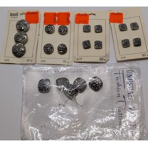 Vtg 20 Scovill Buttons Lot Silver Tone Metal Shank Western Germany Ornate Mixed